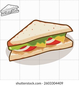 Half sandwich vector ilustration come in black and white also color