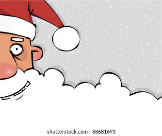 Half of Santa face on the background of snow