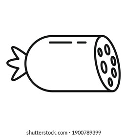 Half sausage icon. Outline half sausage vector icon for web design isolated on white background