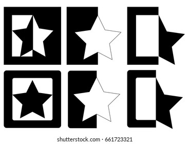 Half shape Icon. - Illustration
Star, Square, Geometric shape