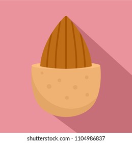 Half shell almond icon. Flat illustration of half shell almond vector icon for web design