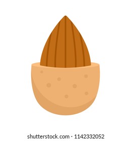 Icono de media concha de almendra. Icono vectorial de medio concha para tela aislada en blanco