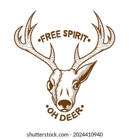 Half skull deer line art vector illustration. suitable for logo designs, t-shirts, hoodies and others.