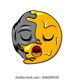 Half Skull Melt Smile Streetwear and Edgy Logos, in Yellow and Grey, New Style, Commercial Use