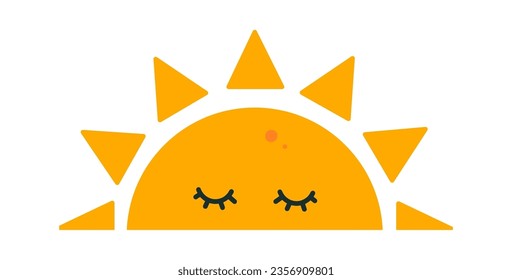 Half Sleeping Sun Character Vector Illustration