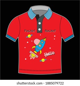 Half Sleeve Rocket Design Vector