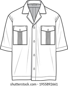 Camiseta de media manga con paro plisado ilustración de esbozo plano