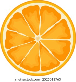 A Half Slice of Orange Fruit Illustration Isolated on White Background