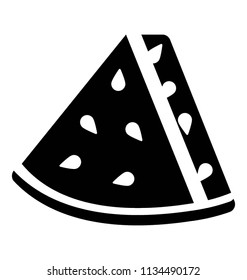 
Half slice of ripe fruit denoting icon for watermelon slice 
