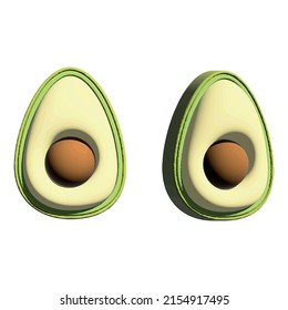 halb geschnittener Avocado einzeln auf weißem Hintergrund