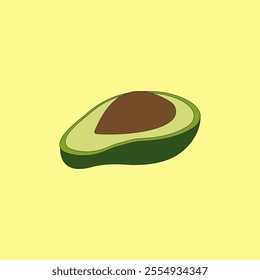 Half sliced Avocado vector illustration on yellow background