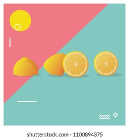 HALF SLICED FRESH LEMON MINIMAL BACKGROUND