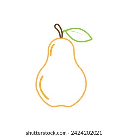 Half sliced pear isolated fruit,flat design vector symbol