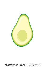 Half sliced pitted avocado isolated on a white background. Vector flat illustration.