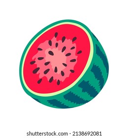 Half Sliced Watermelon icon. Vector summer fruits. Half of watermelon on white background
