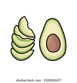 Half and slices avocado color line icon. Natural vegetable. Pictogram for web page, mobile app, promo.