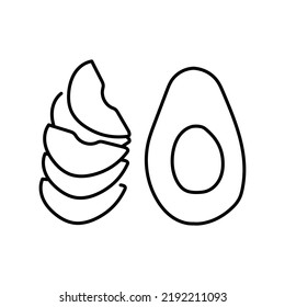 Half and slices avocado color line icon. Natural vegetable. Pictogram for web page, mobile app, promo.