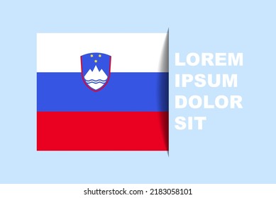 Half Slovenia flag vector with copy space, country flag with shadow style, horizontal slide effect, Slovenia icon design asset, text area, simple flat design