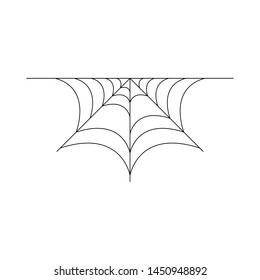 Half spider web isolated on white background. Halloween spiderweb element. Cobweb line style. Vector illustration for any design.