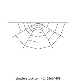 Half spider web isolated on white background. Halloween spiderweb element. Cobweb line style. Vector illustration for any design.