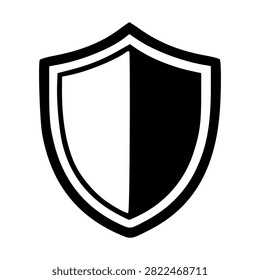 Half Split Black White Security Shield Icon