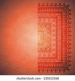 Half of square mandala ornament on pink background