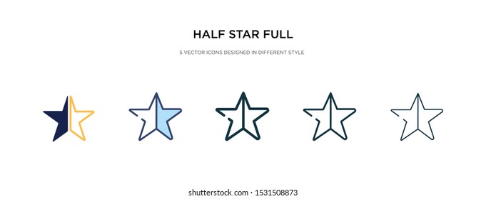half star full icon in different style vector illustration. two colored and black half star full vector icons designed in filled, outline, line and stroke style can be used for web, mobile, ui