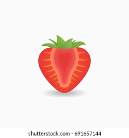 Half of strawberry isolated on white background. Vector illustration.