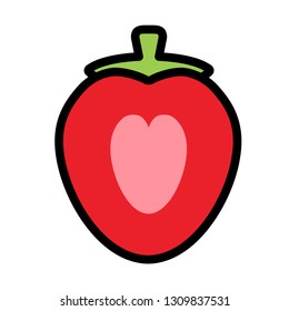Half strawberry vector illustration in line color design