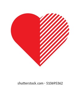 Half striped red heart