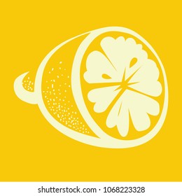 half stylized lemon on a yellow background