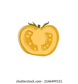 Half stylized yellow ripe tomato, isolated clipart. Healthy food.