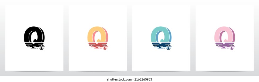 Half Submerged Letter Logo Design Q