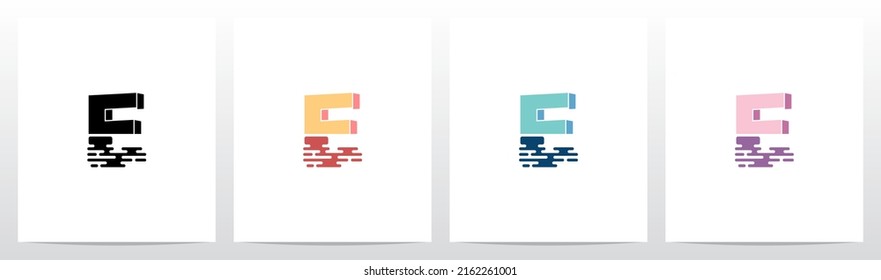 Half Submerged Letter Logo Design E