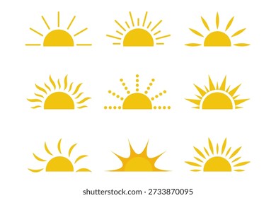 Half sun flat vector  icon. Morning light icon