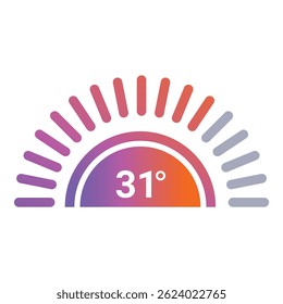 Medio gráfico solar indica una temperatura de 31 grados centígrados