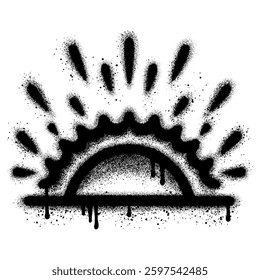half sun Hand drawn icons in graffiti style. Sunset simple graphic symbols.