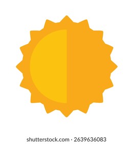 Half sun icon bright summer daytime weather symbol