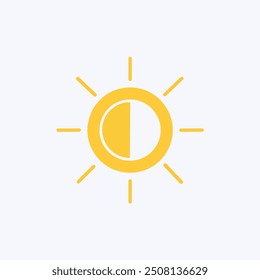 Half sun icon design. Modern, minimalist icon of a half sun, ideal for use in web design, mobile applications, and presentations.