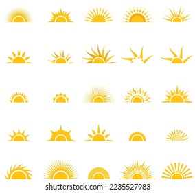 Half Sun icons vector symbol set