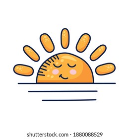 diseño de ilustración vectorial de carácter cómico de medio sun kawaii