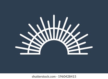 Half Sun Logo Illustration, Sunset Logo Template, Vector