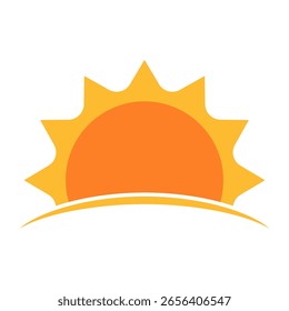 Un medio sol se está poniendo hacia abajo concepto de puesta del sol del Vector del icono para el Diseño gráfico, logotipo, Sitio web, redes sociales, App móvil, ilustración de la interfaz de usuario