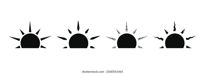 Half sun simple vector art, half sun vector set, for design element and icons.