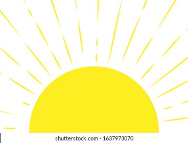 Half Sun. Sunny Background In Naive Style. Vector Illustration