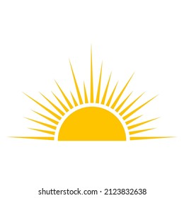 half of the sun sunrise and sunset flat style isolated white background