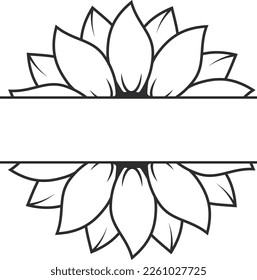 Half Sunflower Clipart, Sunflower  Monogram