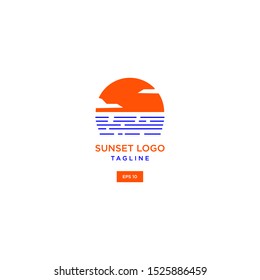 Half Sunset Mirage logo design vector