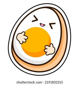 half sweet boiled egg vector illustration