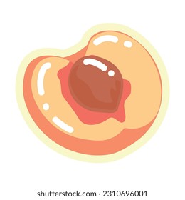 Half of sweet ripe peach on white background